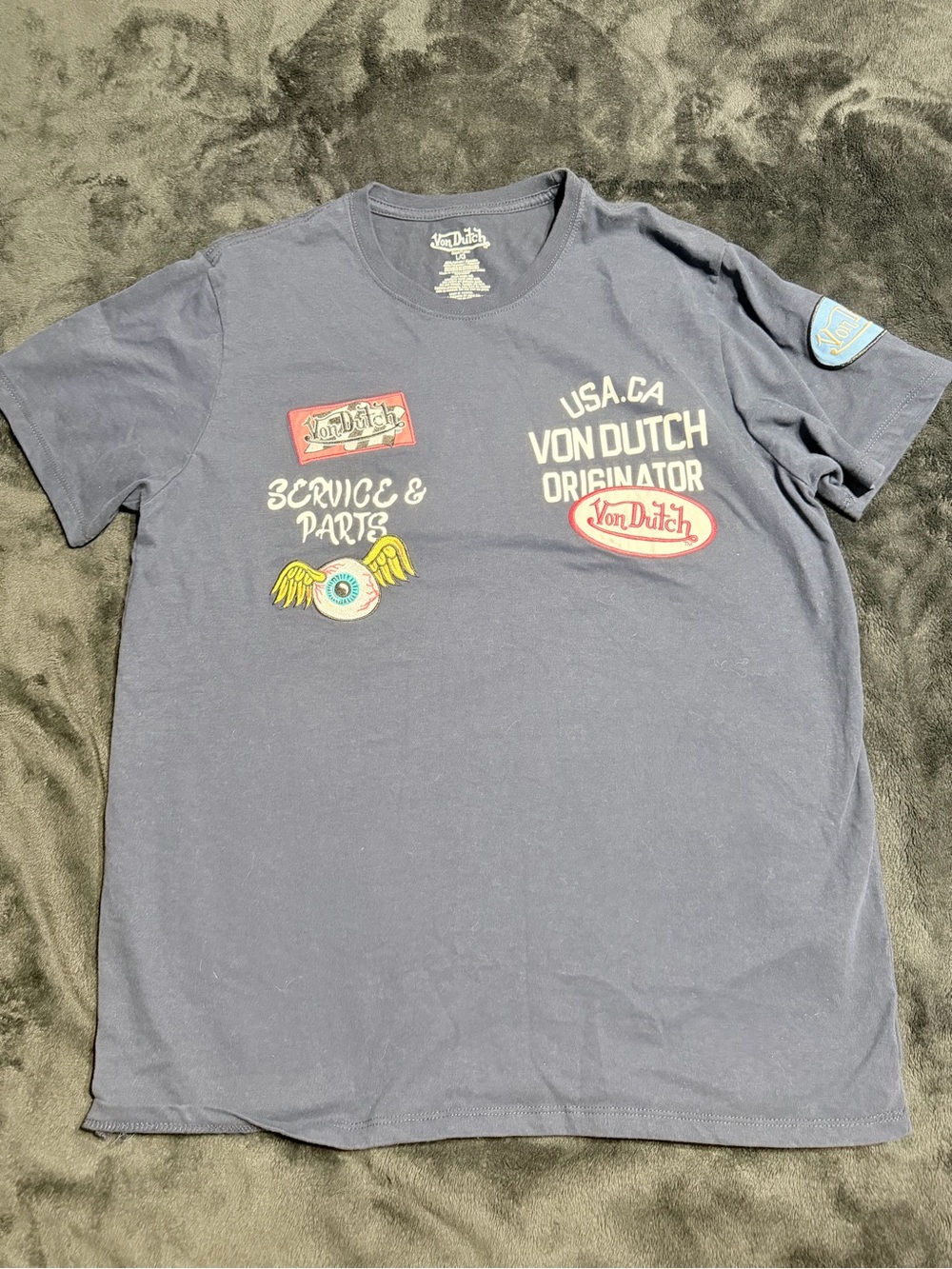 Von Dutch Men's Navy Graphic Logo T-Shirt L/G